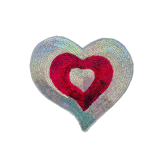 Heart - Large -Pink & Sliver